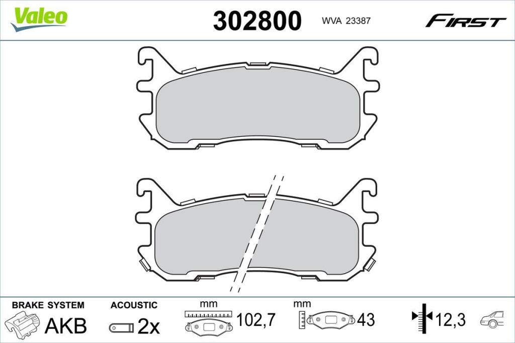 Jeu de 4 plaquettes de frein VALEO ref. 302800